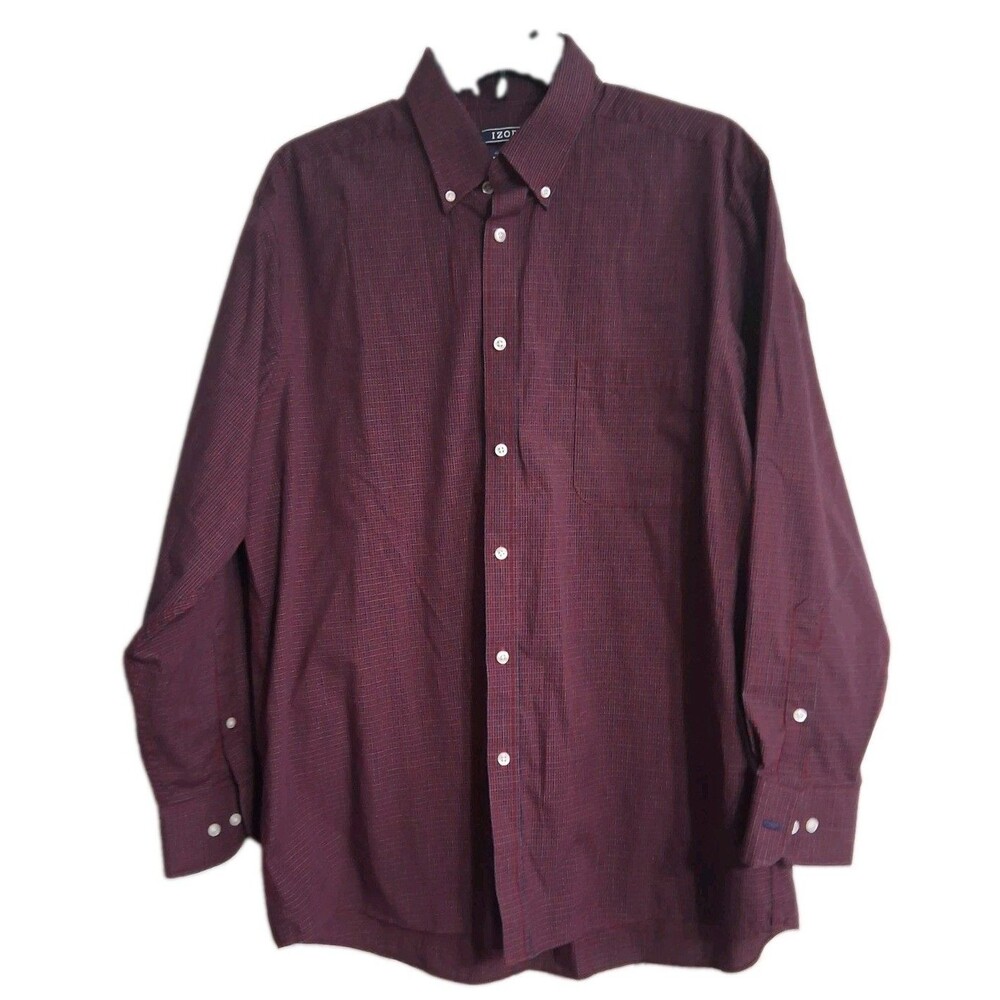 Men's Izod Long Sleeve Button-down Shirt Size L 16-16.5 32/33
